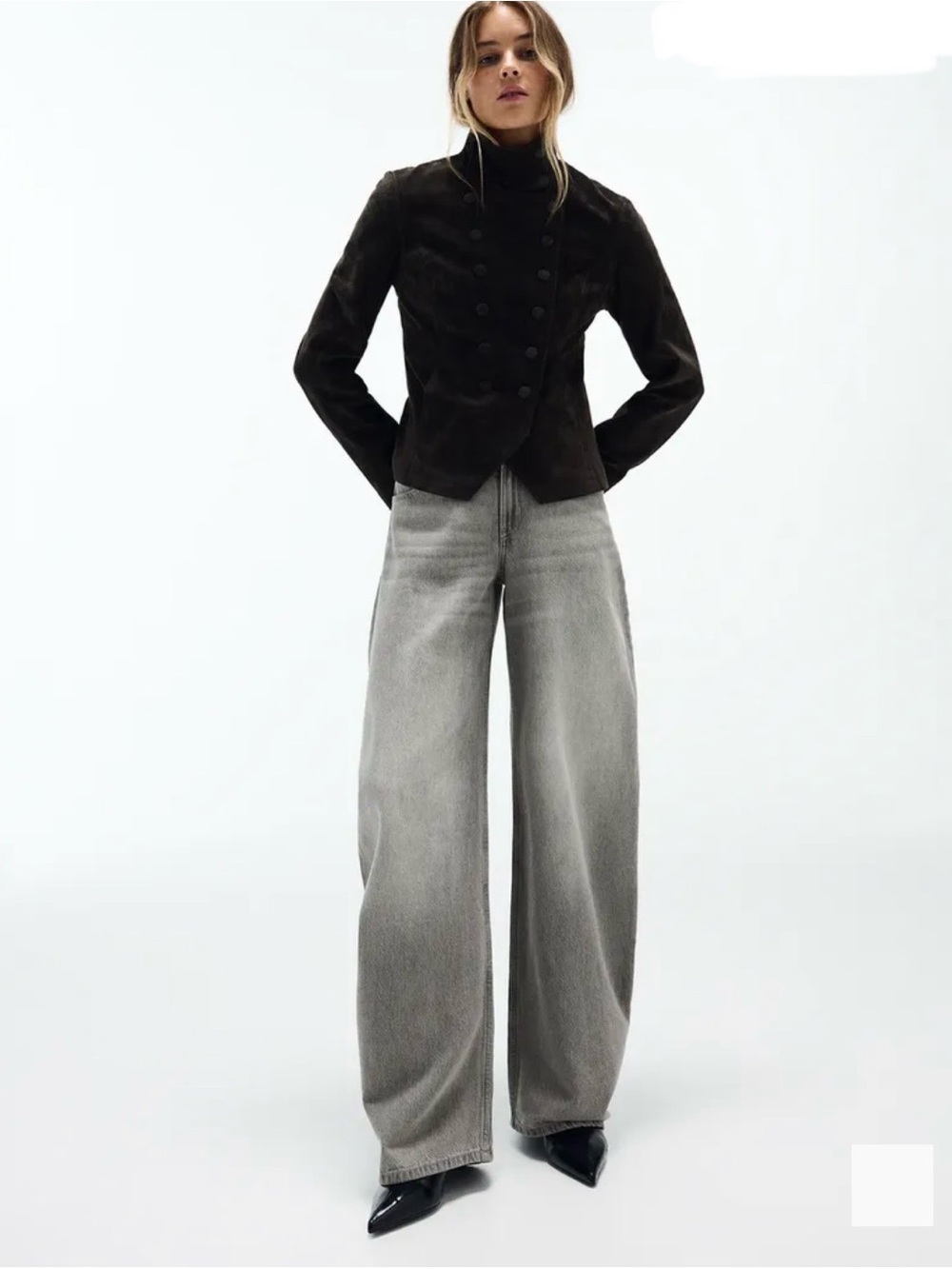 Bershka Wide Leg Jeans in Light Gray